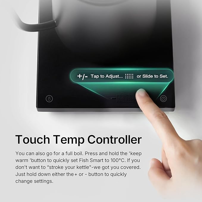 TIMEMORE Fish Smart Electric Coffee Kettle 600ML, Gooseneck Pour Over Kettle for Coffee and Tea Variable Temperature Control, Home Edition Black