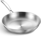 KOCH SYSTEME CS Stainless Steel Pan 8 Inch, Tri-Ply Stainless Steel Frying Pan with Stay-Cool Handle, Oven Safe, Non-Toxic Staninless Steel Skillet, Omelette Pan, Fast & Even Heat Induction Compatible