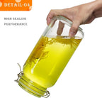 78oz Glass Food Storage Jars with Airtight Clamp Lids, 3 PCS Food Storage Canister for Kitchen & Pantry Organization, Square Mason Jar Containers for Storing Sugar, Flour, Cereal,Coffee,Cookies