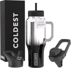 Coldest Tumbler with Handle and Straw - 100% Spill Proof Tumbler with Straw (3 Lids) - Stainless Steel Insulated Leakproof Tumblers for Women & Men - Cup Holder Friendly - 36 oz (Darkness Nova)