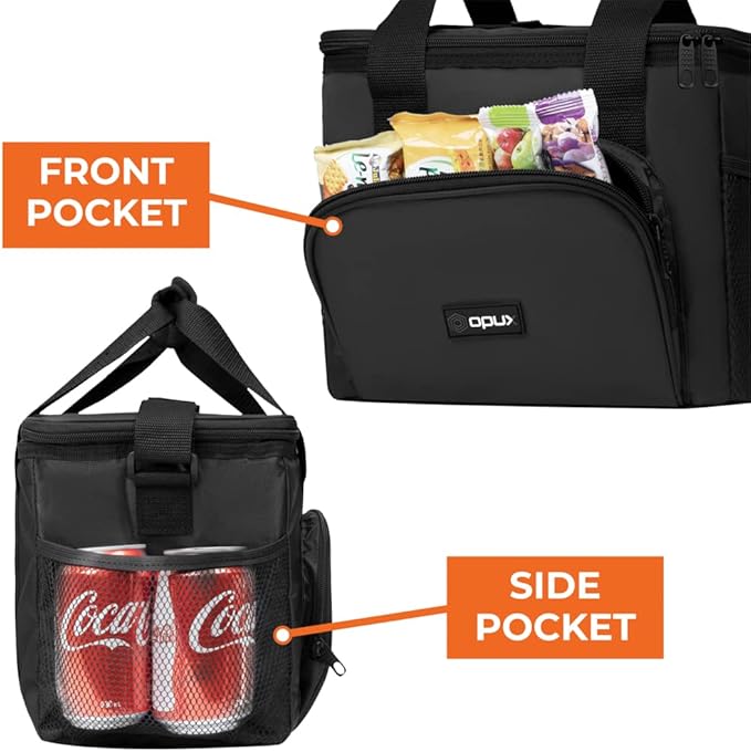 OPUX Soft Cooler Bag, Insulated Collapsible Lunch Cooler Bag for Men Work Camping Beach Travel, Portable Soft Sided Leakproof Waterproof Large Lunch Bag Box with Shoulder Strap 18 Cans, Black