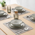 AmorArc Ceramic Dinnerware Sets,Handmade Reactive Glaze Stoneware Plates and Bowls Sets,Highly Chip and Crack Resistant | Dishwasher & Microwave Safe Dishes Set,Service for 4 (12pc)