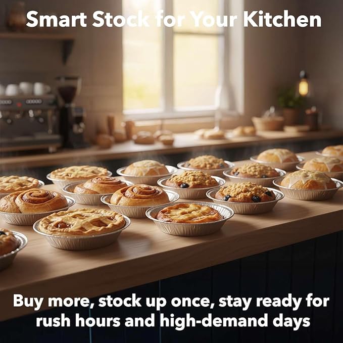 1000-Pack 6" Foil Pie Pans - Medium 7/8" Depth Disposable Aluminum Pie & Tart Pans with Full Curl Rim - For Bulk Baking, Portion Prep, To-Go Meals, Market Stands & Foodservice Lines