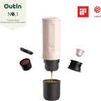 OutIn Nano Portable Electric Espresso Machine, Travel Coffee Maker for Camping, Car Coffee Maker Self-Heating with USB-C, With Ground Coffee & NS Capsule for RV, Hiking, Office