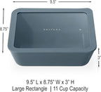 Ceramic Coated Glass Food Storage Container | No PTFE, PFOA, PFAS, and BPA | Reusable Non Toxic Meal Prep Container with Glass Lid | Easy To Store | 11 Cup Rectangle [Dusk]