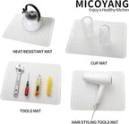 Silicone Dish Drying Mat for Multiple Usage,Easy clean,Eco-friendly,Heat-resistant Silicone Mat for Kitchen Counter or Sink,Refrigerator or drawer liner White L 16 inches x 12 inches