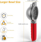 Lemon Squeezer Stainless Steel - Premium Quality, Heavy Duty Solid Metal Squeezer Bowl - Large Manual Citrus Press Juicer and Lime Squeezer (Red)