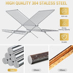 Dish Drying Rack with Drip Tray, 3 Tier Collapsible Stainless Steel Dish Drainer, Plate Rack Holder for Kitchen Counter, Folding Dish Rack for Kitchen Sink, Countertop,Cutlery, Plates, Dishes