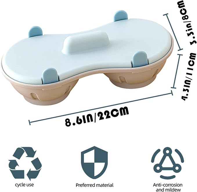 2 Cavity Microwave Egg Cooker, Breakfast Double Row Egg Cooker, Poached Egg Cup Kitchen Cooking Gadgets (Light Blue)
