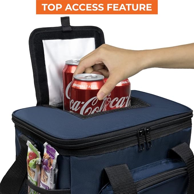 OPUX Soft Cooler Bag, Insulated Collapsible Lunch Cooler Bag for Men Work Camping Beach Travel, Portable Soft Sided Leakproof Waterproof Large Lunch Bag Box with Shoulder Strap 18 Cans, Navy Blue