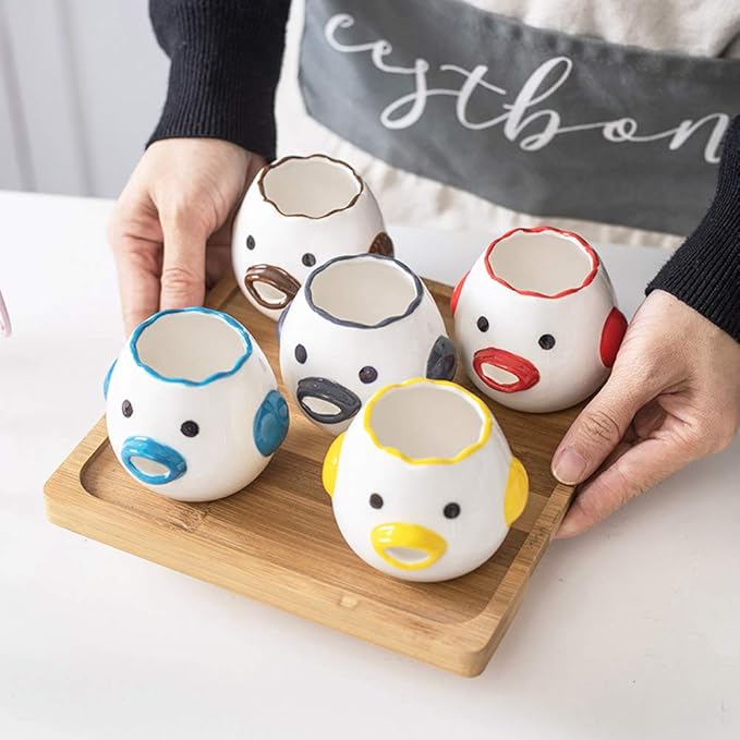 ZOSTLAND Egg Yolk Separator, HQ Creative Ceramics Cute Little Chicken Egg Yolk White, Funny Style Simple Automatic Separation Baking Assistant Tool (Upgrade Blue Chick)