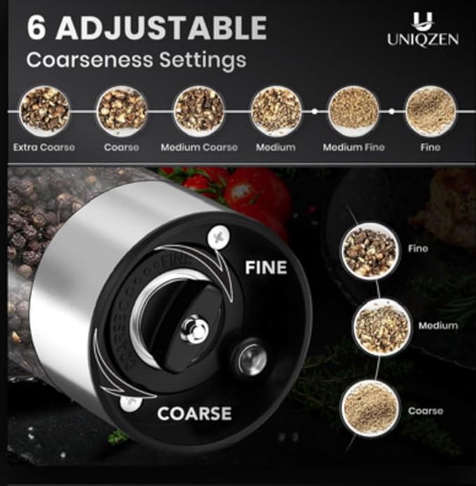 Electric Salt and Pepper Grinder Set – Rechargeable & Battery Operated, Automatic Stainless Steel Mills, Adjustable Coarseness, One-Handed Operation