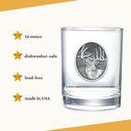 Heritage Pewter White Tail Deer Double Old Fashion | Double Rocks Glass 14 OZ for Liquor | Expertly Crafted Pewter Glass