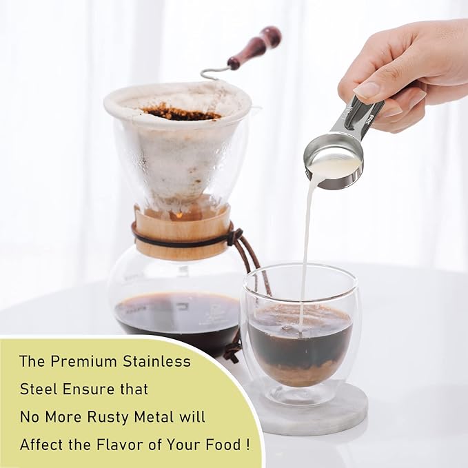 2PCS 1/8Cup (30ml, 1oz) Single Measuring Cup, Stainless Steel Measure Scoop, Metric and US Measurement, Dishwasher Safe