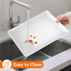 3-Pack Serving Tray for Parties, Serving Platter in 3 Sizes for Entertaining, Camping & Food Display, Plastic Trays for Cookies, Dessert, Stackable Rectangular Platters for Family(White)