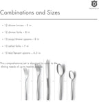 Modern Sleek Silverware Set - 18/10 Stainless Steel Flatware Set for Elegant Dining - Dishwasher Safe Cutlery Set -Built to Last Commitment (60-Piece)