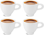 Minh Long Porcelain Espresso Cups Set of 4, 4 OZ Ceramic Espresso Coffee Cup Set, Cappuccino Cups Set, Espresso Mugs Set, Demitasse Cups, White Espresso Cups Decorations, Gift for Mom Dad Coffee Lover