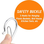 48 PCS S Hooks for Hanging with Safety Buckle, 3.5 inch Heavy Duty Metal S Shaped Hooks Stainless Steel for Hanging Kitchen Utensil, Cups, Pots, Plants, Bags, Hats (Silver)