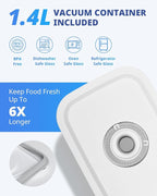 AIRMSEN Handheld Vacuum Sealer with 1.4L Glass Vacuum Container and 11 PCS Reusable Sous Vide Bags, Compact Vacuum Sealer Machine for Food Storage