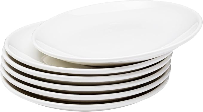 Vikko Dessert Plate, Set of 6 White Plates, Fine Porcelain, Stackable 7 Inch Dessert Plates, Dishwasher Safe, 7/'' Dessert Plate