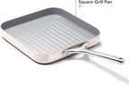 Caraway Square Grill Pan - 11” Grill Pan - Non-Stick Ceramic Coated - Non Toxic, PTFE & PFOA Free - Oven Safe & Compatible with All Stovetops - Cream
