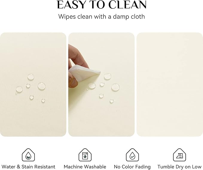 Softalker Rectangle Tablecloth, Waterproof & Stain Resistant Table Cloths Wrinkle Free Fabric Washable 210GSM Polyester Table Cover for Spring/Party/Outdoor - 60 x 102 inch, Ivory