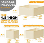 SpaceAid Drawer Organizer for Clothes, 18 Pack Dresser Drawer Organizer Bins, Closet Organizers and Storage Dividers for Clothing, Underwears, Socks (Beige)