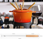 STYDDI Fondue Fork, 18Pcs Stainless Steel Color Coding Fondue Forks with Wooden Handle for Chocolate Fountain Cheese Fondue Roast Marshmallows, 9.5 Inch