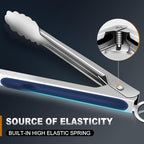 Tongs For Cooking - Heat Resistant 600 Degrees Stainless Steel Kitchen Tong, Heavy Duty Metal Locking Tongs - For Food,Salad, grilling, BBQ 7",9" & 12 inch, set of 3 Dishwasher Safe Blue