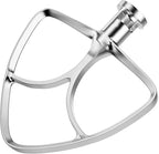 4.5-5QT Stainless Steel Flat Beater for KitchenAid Stand Mixer, Kitchen Aid Paddle Attachment Accessories/No coating/Dishwasher Safe Replacement for K45 KN15E1X KSM75 and Other Models