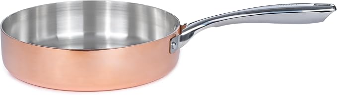 BergHOFF Vintage 5Pc Tri-Ply Copper 18/10 Stainless Steel Cookware Large Sized Set With Matching Lids, Polished, Long Ergonomic Shaped Handle, 3-layer Base, Gold