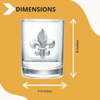 Heritage Pewter Fleur de Lis Double Old Fashion | Double Rocks Glass 14 OZ for Liquor | Expertly Crafted Pewter Glass