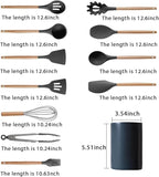 Silicone Cooking Utensil Set,12 PCS Cooking Cookware Kitchen Utensils Set, Nonstick 446°F Heat-Resistant Cookware Kitchen Tools of Spatula,Turner Tongs,Spoon,Brush,Whisk,（gray）