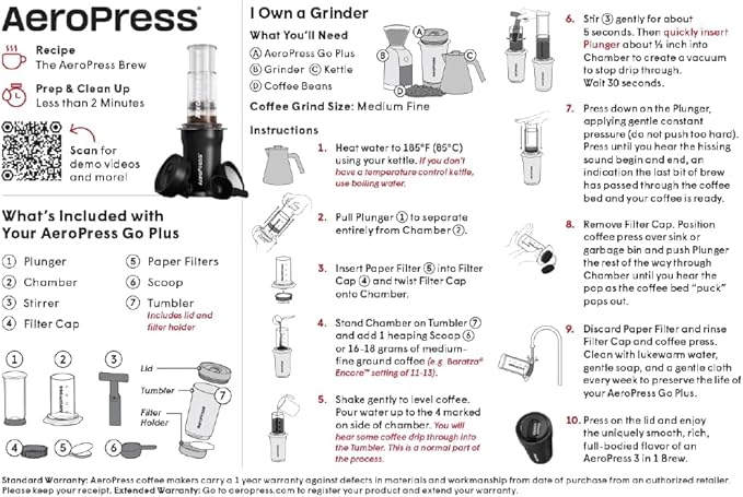 AeroPress Go Plus, Small Portable Coffee Maker Kit, Travel, Camping & Office, All-in-One French Press, Pour-Over & Espresso-Style Manual Brewer, 2 Min Brew for Less Bitterness, More Flavor, Pink