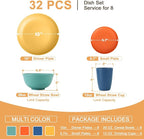 Homienly Dinnerware Set 32-Piece Wheat Straw Dinnerware Sets Unbreakable Reusable Dinnerware Set Kitchen Cups Plates and Bowls Sets, Microwave and Dishwasher Safe Dishes for Camping, Outdoor-Colorful