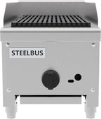12 Inch Commercial Gas Charbroiler, Countertop Stainless Steel Grill with 1 Burner 28000 BTU, Heavy Duty Restaurant BBQ Broiler, Natural Gas/Propane, Adjustable Knob, Durable Cast Iron Grates