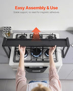VEVOR Over the Stove Shelf, Adjustable 27-33Inch Spice Organizer, 4 Level Expandable Height Spice Rack for Kitchen Stove Top, Spice Organizer, Countertop Seasoning Organizer Storage Solution, Black