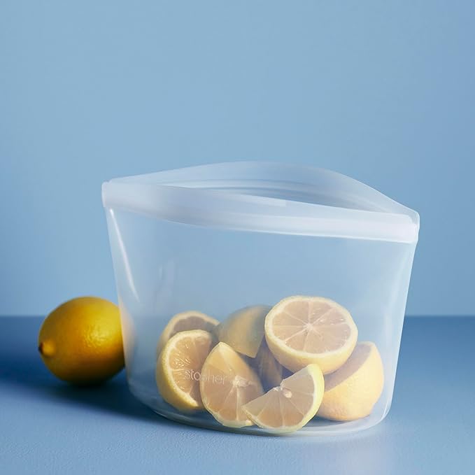 Stasher Premium Silicone Reusable Food Storage Bowl, Clear, Microwave, Sous Vide, Dishwasher, Oven and Freezer Safe, BPA Free, Leak-free, Eco-friendly, 6-Cup Bowl