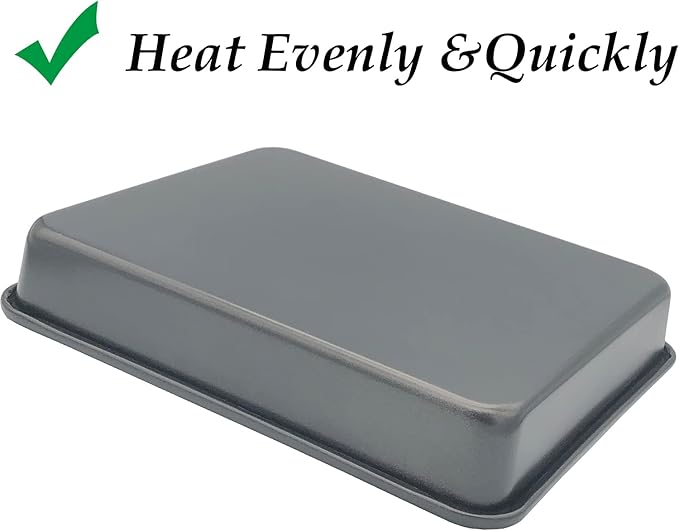 Small Baking Pans 11x9 Inch 2Pcs Mini Cookie Sheets Toaster Oven Tray Nonstick Thicken Brushed Carbon Steel No Warp Magnetic 1 to 2 Person Bakeware by HYTK