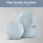 Small Pasta Bowls Set of 8, 16 Oz, 8 inch,Salad bowls, Ceramic bowls, Microwave & Dishwasher Safe, Light Colored Diamond-cut Edge