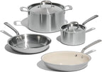 Made In Cookware - 6 Pc Stainless Steel Cookware Set - 5 ply Clad - Includes Frying Pans, Saucepan, and Stock Pot - Professional Grade - Crafted in Italy - Induction Compatible