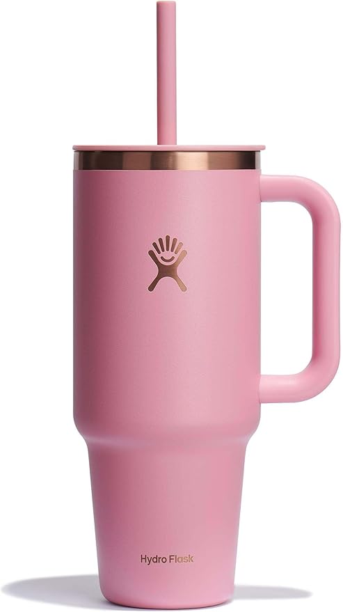 Hydro Flask 40 Oz Travel Tumbler with Handle, Lid and Straw - Insulated Stainless Steel in Primrose Gold