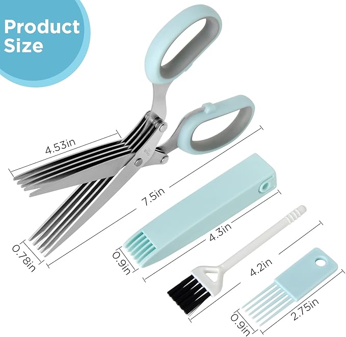 5 blade kitchen salad scissors,herbscissors,with 5 blades and cover, saladscissors for chopped salad,food scissors, with 5 blades and cover
