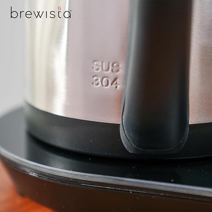 Brewista V-Spout Electric Kettle, Large 1.7 Liter Capacity For Pour Over Coffee, Smart Digital Heating Element, Perfect for Cupping, Stainless Steel