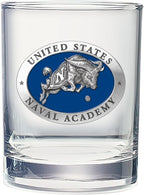 Heritage Pewter US Naval Academy Goat Double Old Fashion | Double Rocks Glass 14 OZ for Liquor | Expertly Crafted Pewter Glass