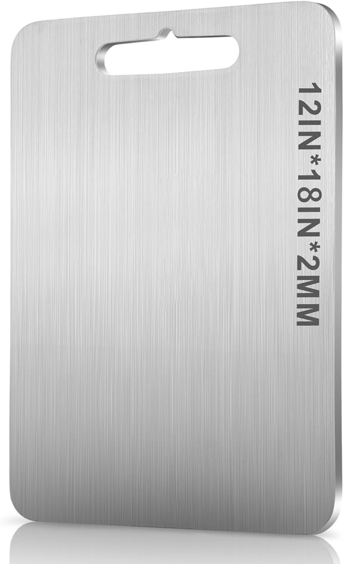 Titanium Cutting Board - 100% Pure Titanium Cutting Boards for Kitchen, Double Sided Medical-grade Cutting Mat for Easy to Clean, Ideal for Home & Outdoor Cooking (12 * 18 * 0.08in)