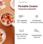 Drizzle Electric Hot Pot Cooker Steamer 1.8L Multifunctional Nonstick Pan Office Dorm Cooking Portable Ramen Cooker Steamer Boil Dry Protection Suitable For Noodle Cooker Eggs StirFrying