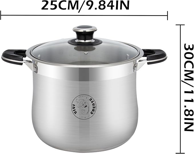 Vivicreate Stainless Steel Stock Pot with Lid for Induction Cooking Boiling Pasta Stew Soup Large Capacity Cookware with Handles for Kitchen Spaghetti Olla Olla de Acero Inoxidable (18.5 QT)
