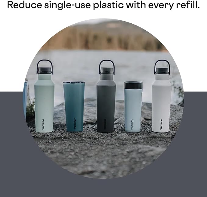 Corkcicle Sport Canteen Insulated Tumbler, Flint, 20 oz – Reusable Water Bottle Keeps Beverages Cold for 25 Hours & Hot 12 Hours – Cupholder Friendly Tumbler with Screw-On Cap