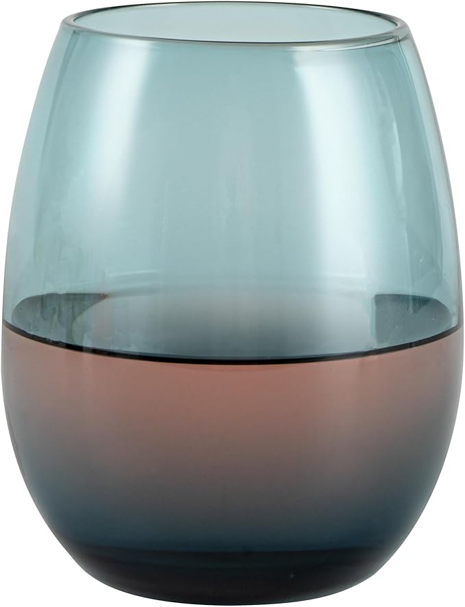 Restaurantware-Vetri 15 Ounce Wine Glasses, 6 Dishwashable Stemless Wine Glasses - No Lead, Durable, Blue Glass Stemware, For Home, Bar, Or Restaurant, Serve Merlot, Chardonnay, Or Bordeaux